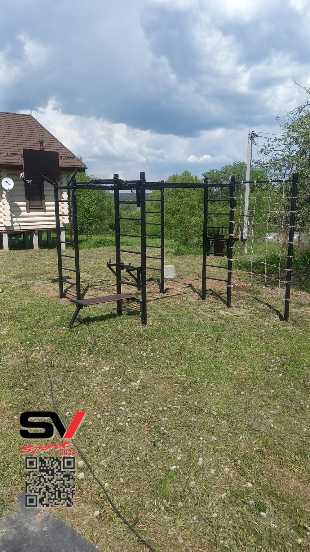 Монтаж уличной шведской стенки Sv Sport Рукоход (6 вертикальных столбов)