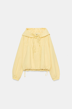 ZARA КУРТКА ИЗ НЕЙЛОНА С ЗАВЯЗКАМИ, ЖЕЛТЫЙ