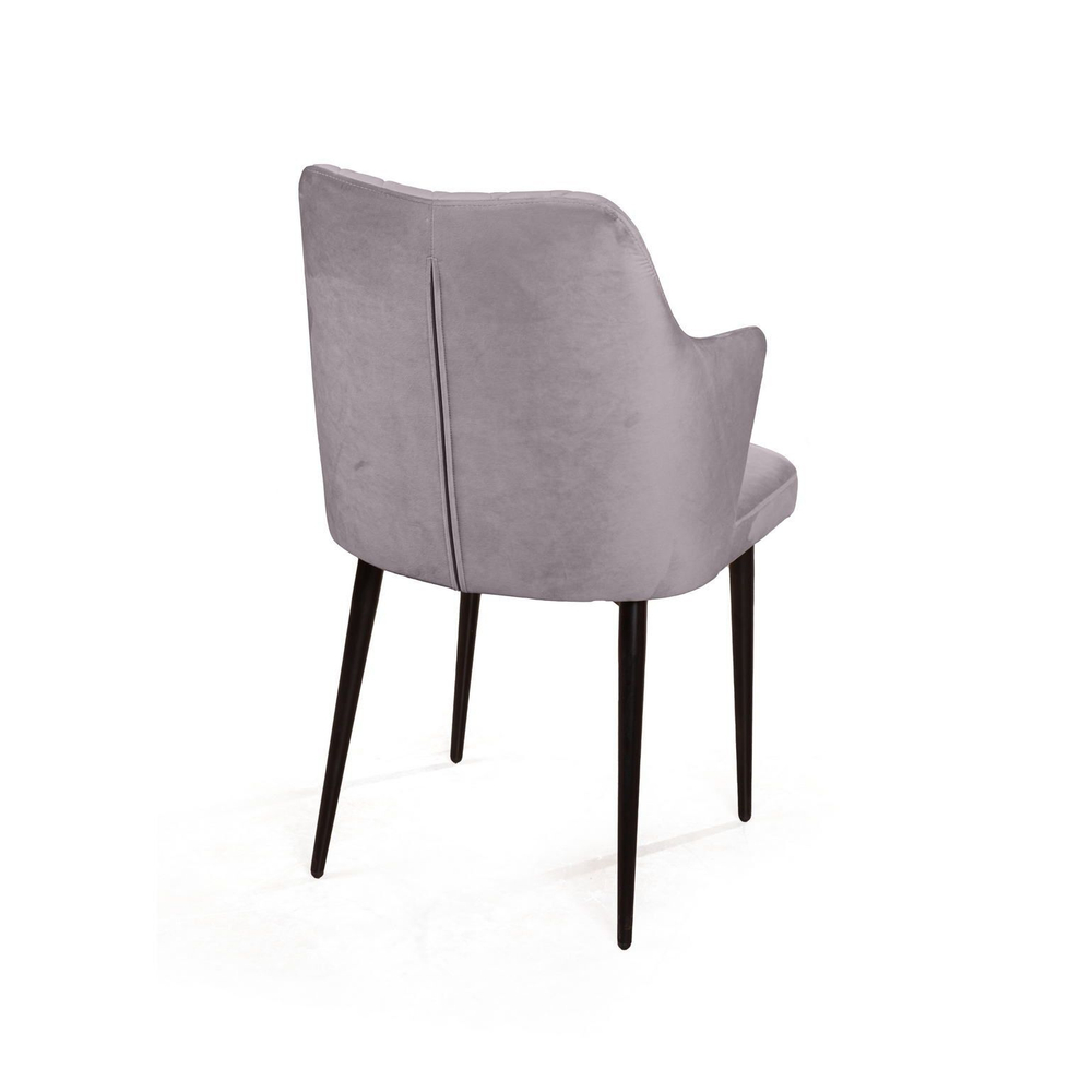 Стул с подлокотниками Hunt ромб, бархат светло-серый 26 / чёрный конус