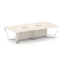 Steel Meet Стол переговорный прямоугольный MM-PR.B.SP-12 Денвер Светлый/Ваниль Глянец/Нержавеющая Ст