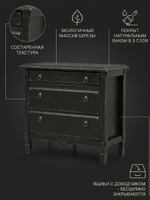 Комод 110х50х94, Джоли, с ящиками для одежды, в спальню, прихожую, гостиную, массив березы, черный, Makosa