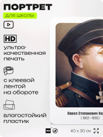 Портрет для школы в кабинет истории "Павел Степанович Нахимов", стенд школьный для класса, деятели науки для оформления классного уголка, 40х30 см, Silver Plane x Айдентика Технолоджи