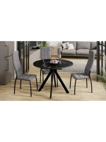 Стол кухонный Стекло матовое черный мрамор 100(132)х75х75 см