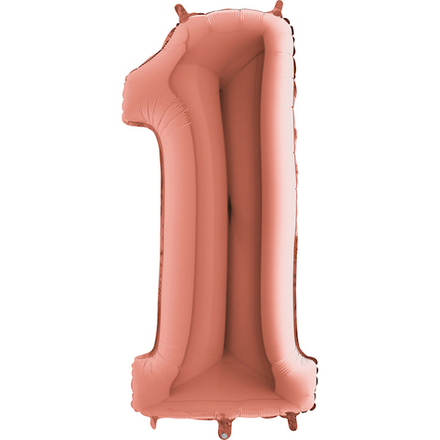 Шар (40""/102 см) Цифра, 1, Розовое Золото, 1 шт. д72
