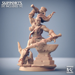 Орк Полуорк секси девушка кузнец миниатюра для dnd, днд, pathfinder, фентези, Настольная игра, НРИ, Варгейм, РПГ