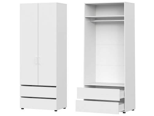 Токио  Шкаф двухстворчатый с двумя ящиками (Белый текстурный ) SV Мебель