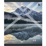 Тетрадь 48л., А5, клетка, Alingar "Необычный пейзаж", скрепка, мелованый картон ( стандарт), блок офсет, 5 дизайнов в пленке т/у