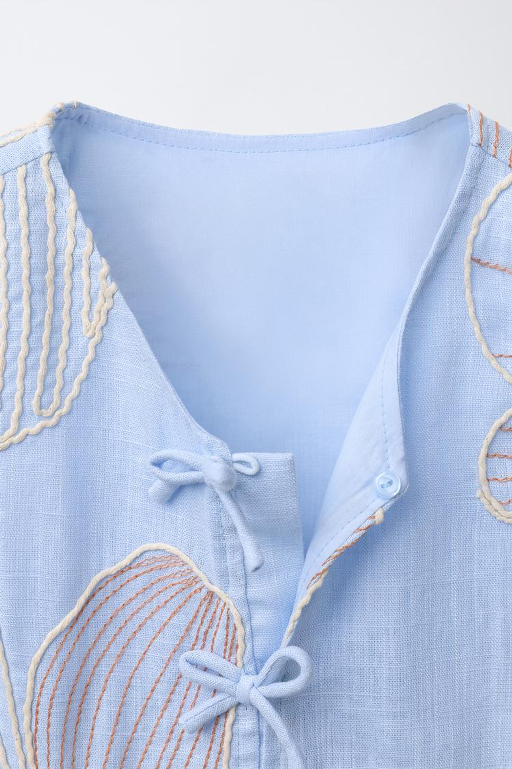 ZARA ТОП С ВЫШИВКОЙ, СИНИЙ