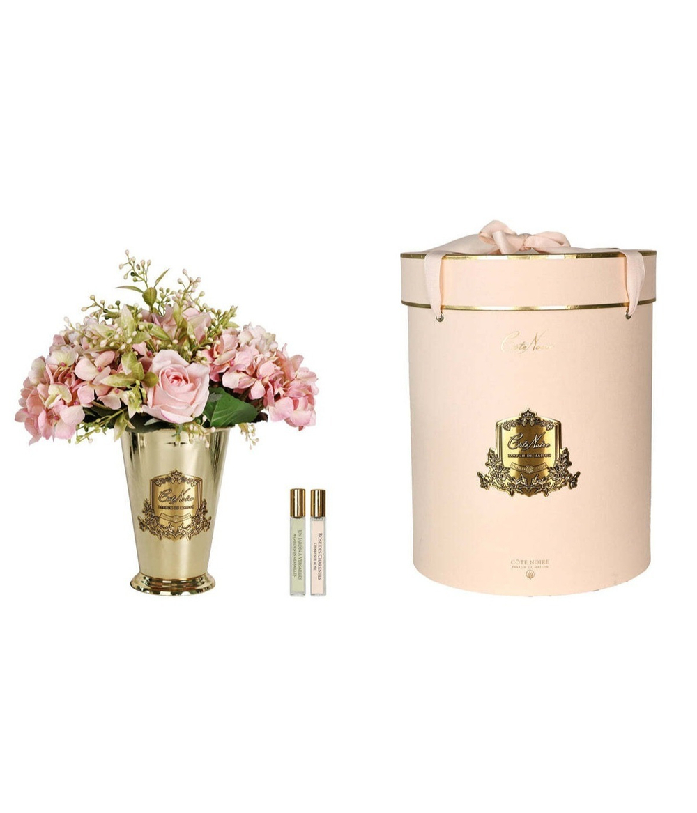 Букет ароматический Cote Noire Grand Summer Posy in Cherry Pink Gold Vase