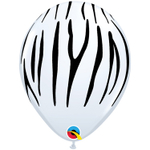 Шар латексный 28см Полоски зебра (Белый)