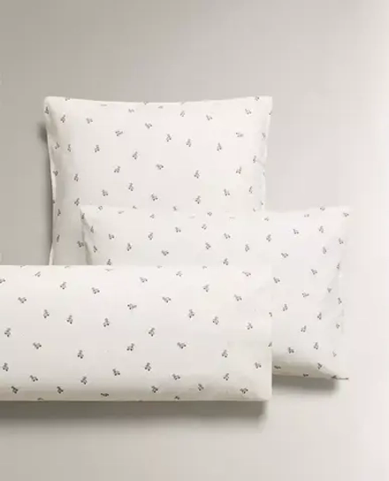 ZARA HOME НАВОЛОЧКА С ПРИНТОМ "УТЁНОК", ЖЕЛТОВАТО-БЕЛЫЙ
