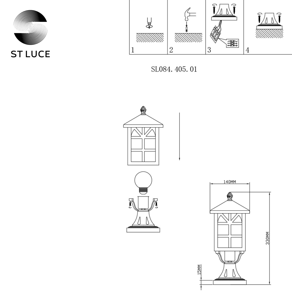 SL084.405.01 Светильник уличный наземный ST-Luce Черный/Черный, Прозрачный E27 1*60W