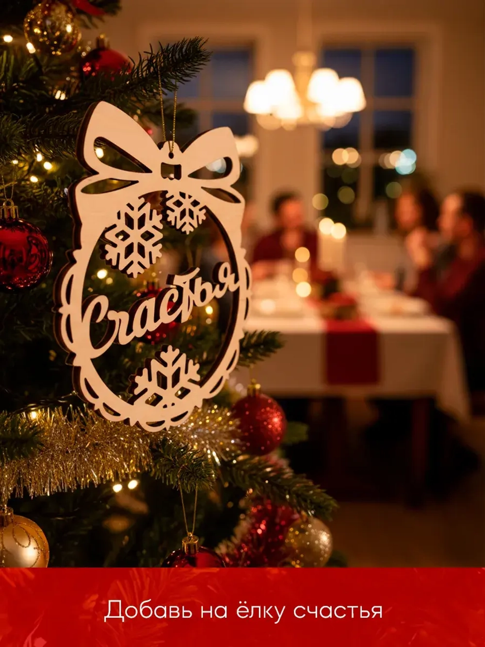 Набор деревянных ёлочных игрушек 12 шт