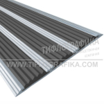 Накладка на ступень противоскользящая в алюминиевом профиле шириной 100 мм, тройная резиновая вставка шириной 29 мм