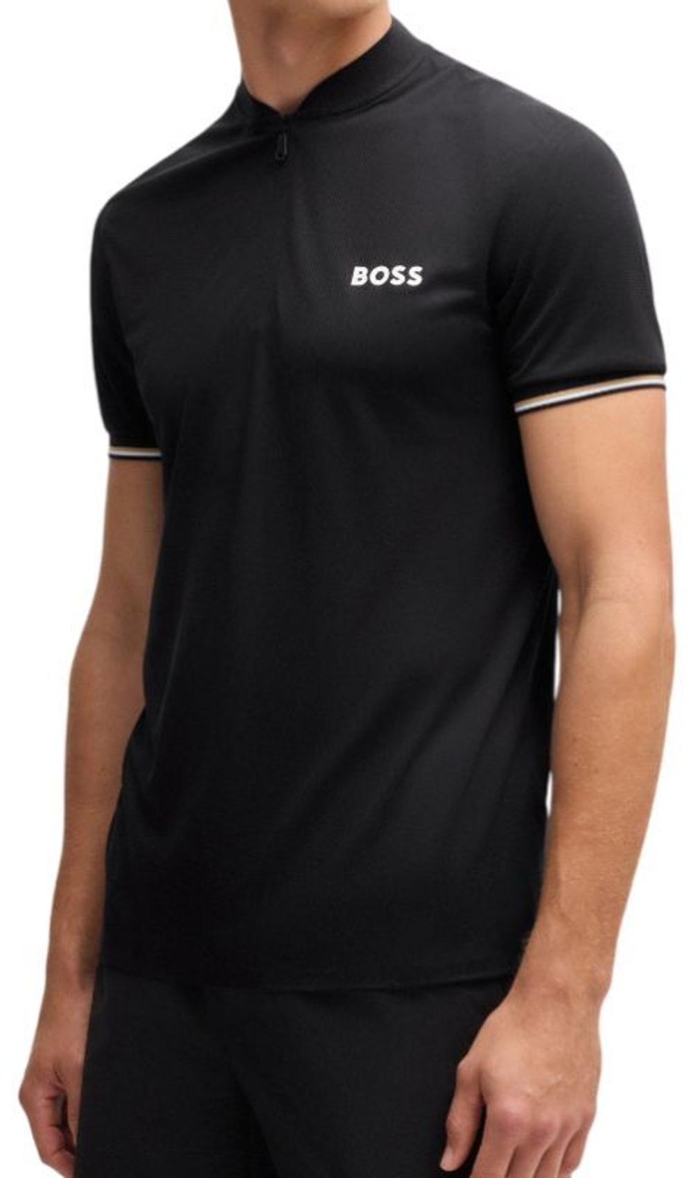 Мужское теннисное поло BOSS Active Slim Fit - черный
