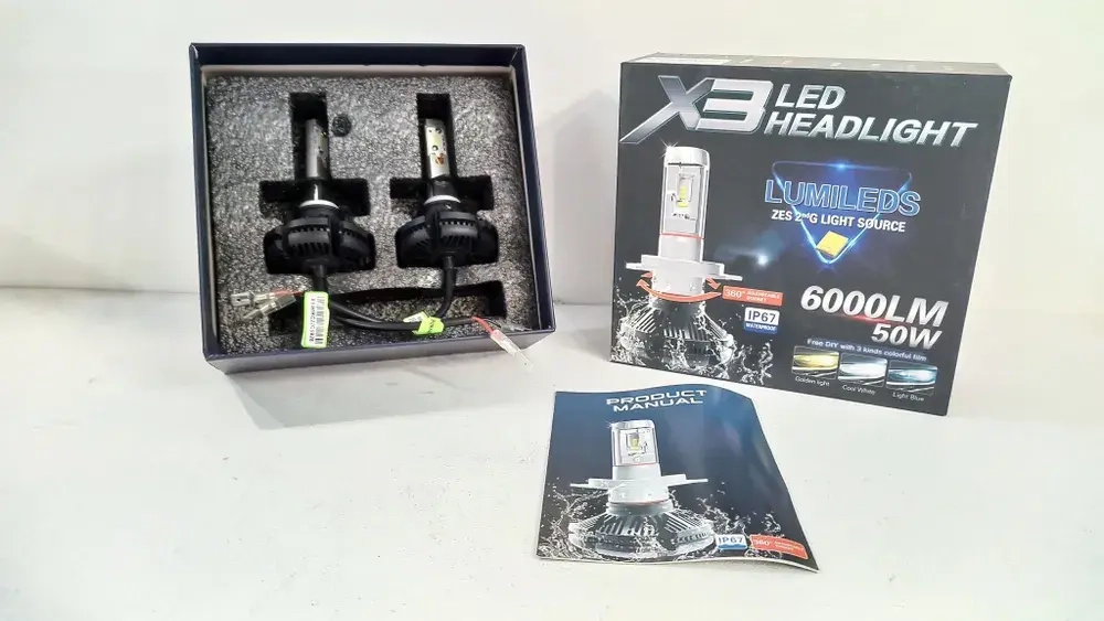 Комплект (H1) светодиодных ламп X3 Led Headlight (Цоколь: H1) 50W 6000Lm (2 шт. / комплект) 0.3 кг 16х15х7