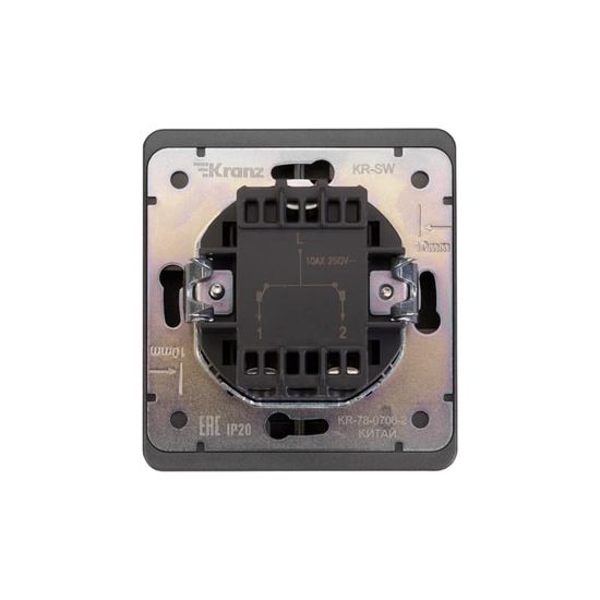 Выключатель ROUND 2 кл проходной (переключатель) 10А с/у титан KRANZ