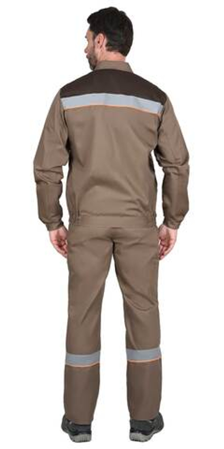 Костюм СИРИУС-МАСТЕР куртка кор., брюки, кофейный с тёмно-коричневым и оранжевым кантом с СОП