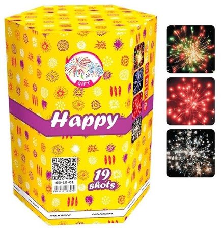Батарея салютов "Happy" SB-19-01 19 залпов * 1.2"  (1/8)