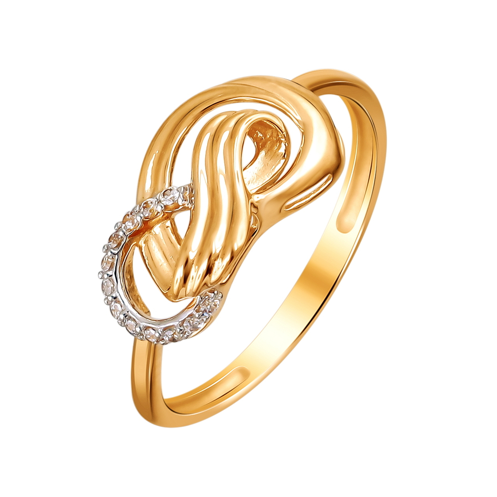 Кольцо с фианитом из красного золота 585 пробы JA-R-1111977Р