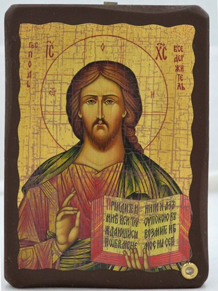 Господь Вседержитель. Афонская икона под старину с мощевиком. 