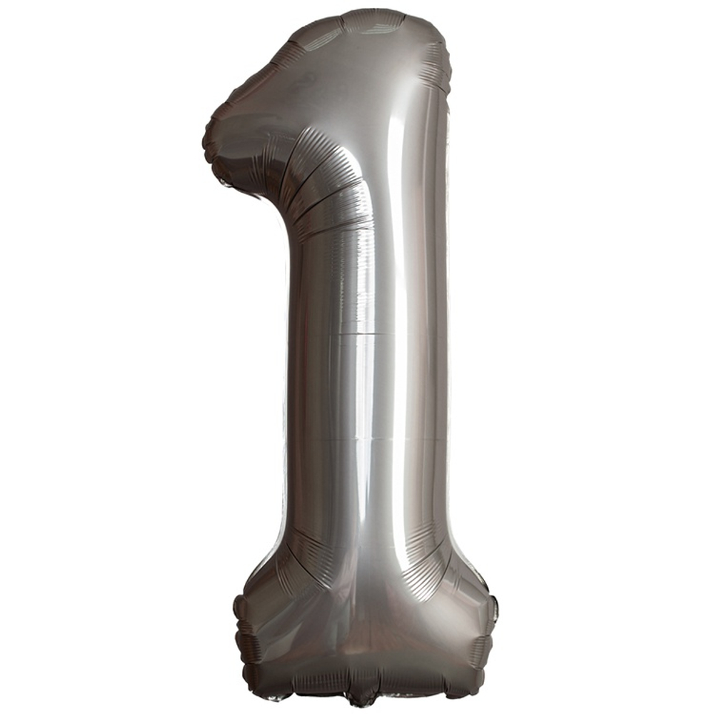 Шар фольгированный Цифра 1 101 см (Серебряный)