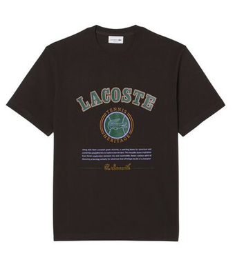Мужская теннисная футболка Lacoste Print Cotton - brown