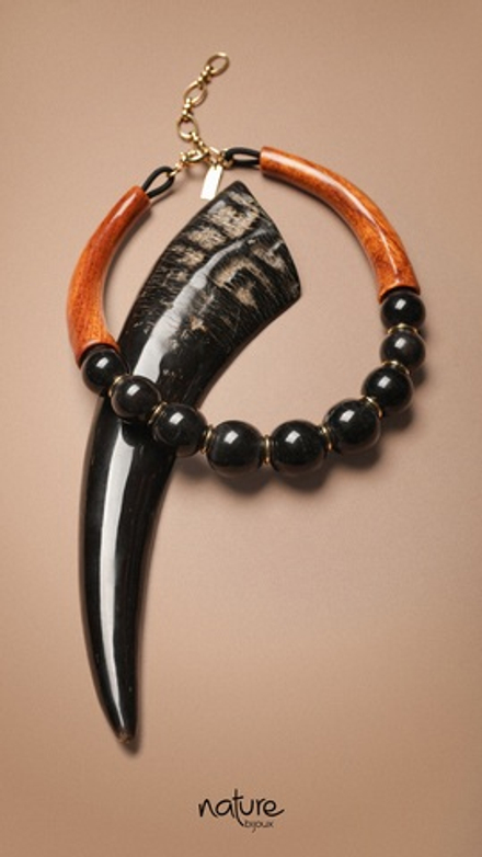Колье Nature Bijoux, Cannelle, с рогом и деревом байонг, NB26.1-15-43770 (коричневый)