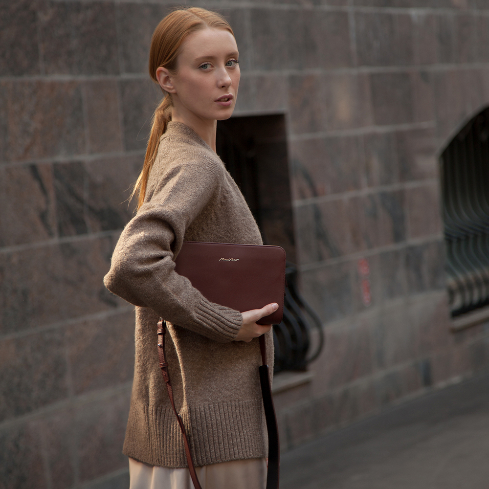 Женская сумка Emilie из кожи теленка, цвета бордо