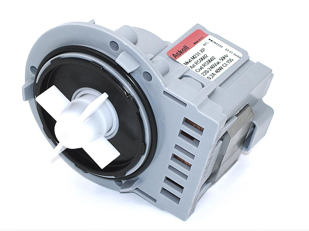 Сливной насос (помпа) 40W, Askoll подходит для Ariston, Indesit, Candy, LG, Whirlpool, клеммы сзади раздельно, на винтах