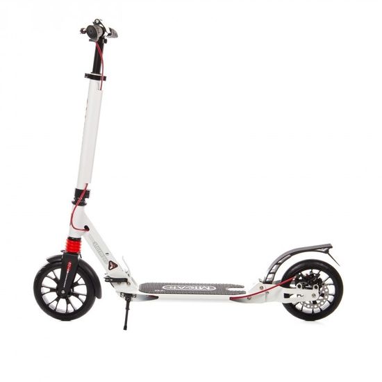 Складной двухколёсный самокат Micar Storm Pro 200 мм с двумя амортизаторами и ручным дисковым тормозом, белый