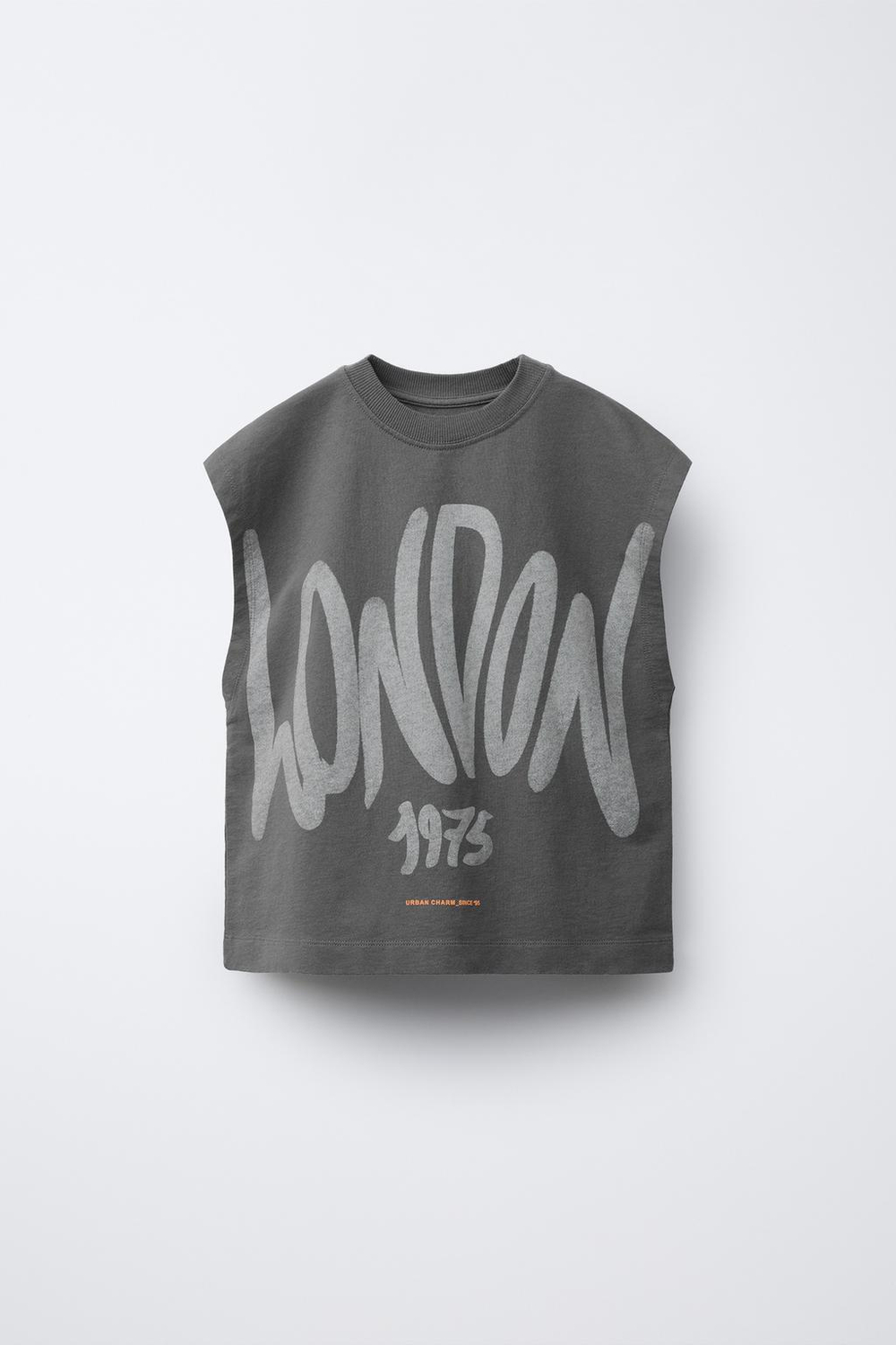 ZARA ФУТБОЛКА С ПРИНТОМ ГРАФФИТИ, АНТРАЦИТОВО-СЕРЫЙ