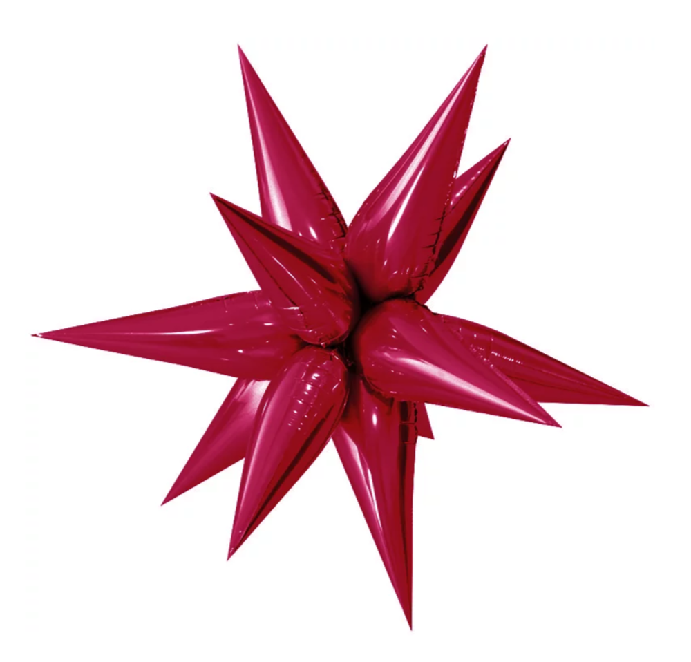 Шар 3D (26''/66 см) Звезда, Составная, Бургундия, 1 шт. в уп.