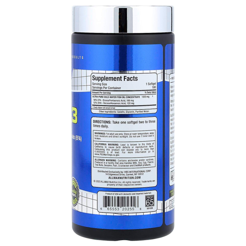 ALLMAX, Essentials, омега-3, 180 капсул