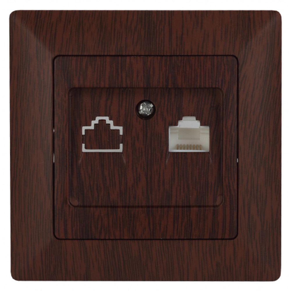 Розетка Intro Solo 4-303-10 информационная RJ45, СУ, венге