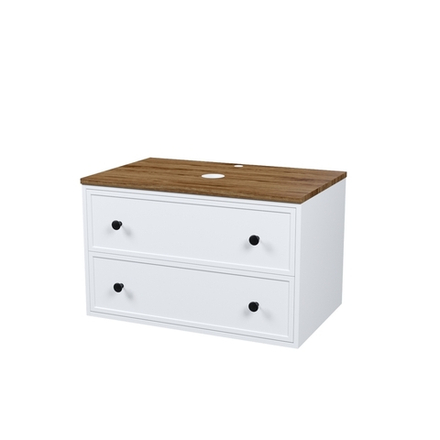 Тумба подвесная IDDIS Torr, со столешницей МДФ, макадамия орех, 80 см, белый матовый, TOR80WMi95K