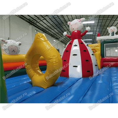 Надувной батут с крышей "Злой страшный серый волк"