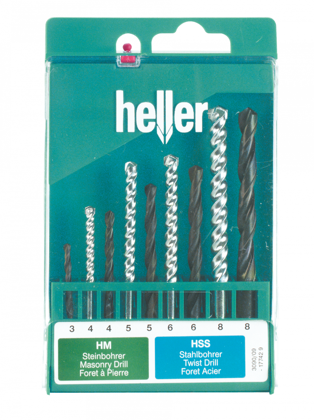 Набор свёрл Heller комбинированный по металлу (HSS-R) d 3/4/5/6/8 и камню (Prostone) d 4/5/6/8 (9 пр.)