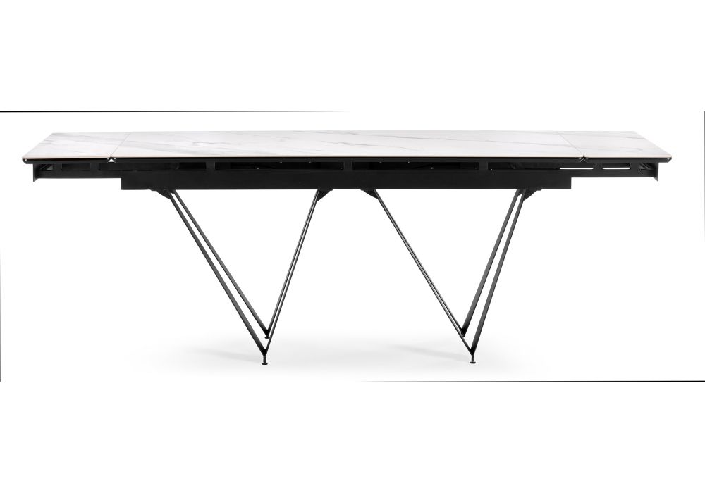 Керамический стол Марвин 160(220)х90х76 белый мрамор / черный