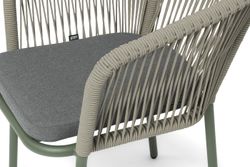 "Марсель" стул плетеный из роупа, каркас алюминий RAL6003 муар, роуп зеленый (4174) круглый tex, ткань темно-серая 027