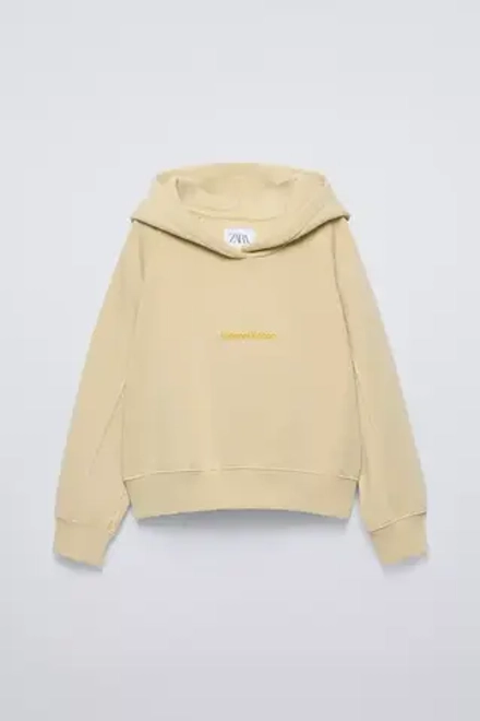 ZARA КОМПЛЕКТ ИЗ ХУДИ И БРЮК WIDE LEG, ВАНИЛЬНЫЙ