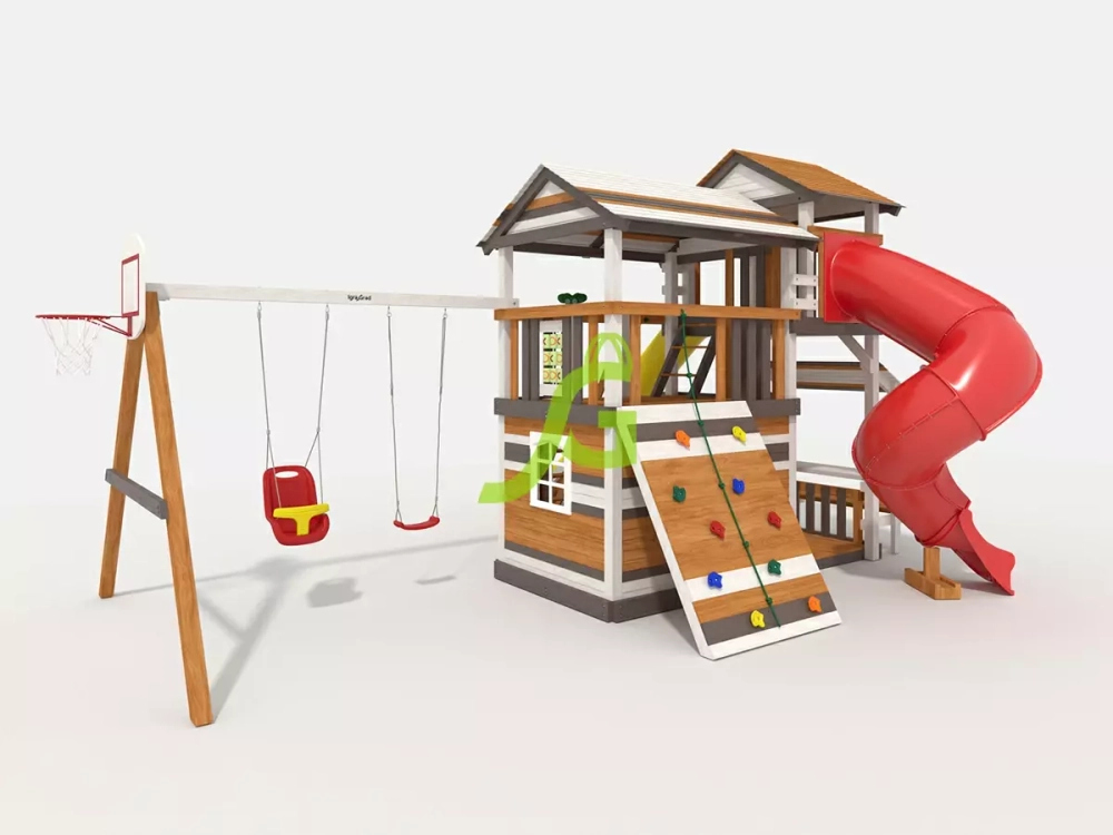 детская площадка домик с горкой