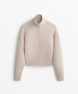 Oysho Толстовка мягкая на ощупь модальная с высоким воротником, бежевый