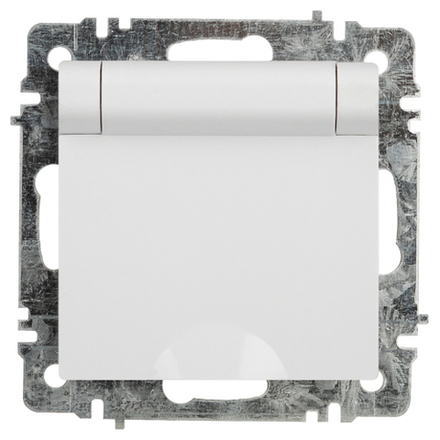 Розетка Intro Accent 6-203-01 с заземлением 2P+E Schuko с крышкой 16А-250В IP20 СУ AL/CU белый