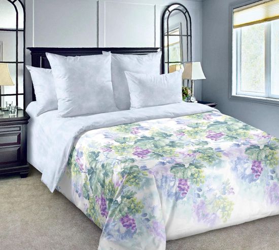 Полуторный комплект постельного белья Виноградная лоза сатин