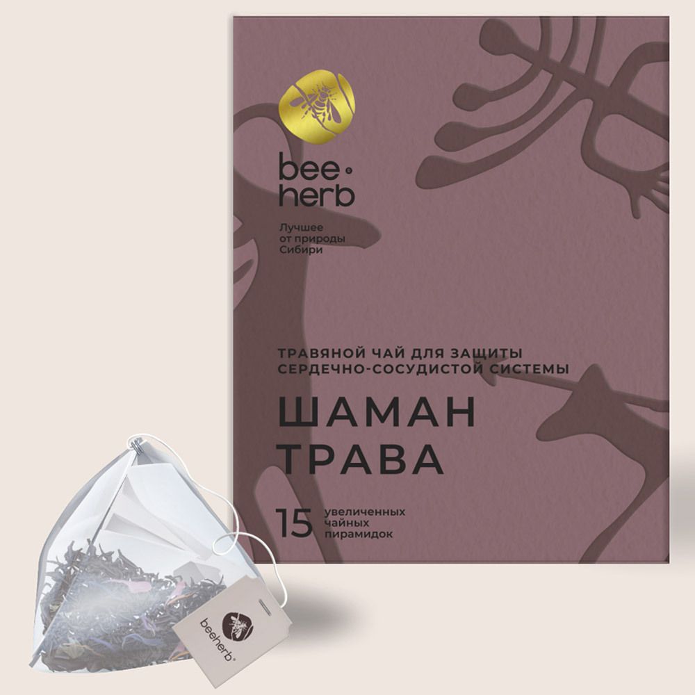 Чай в пакетиках &quot;Шаман трава&quot;, Beeherb, 15 пакетиков, 60 г