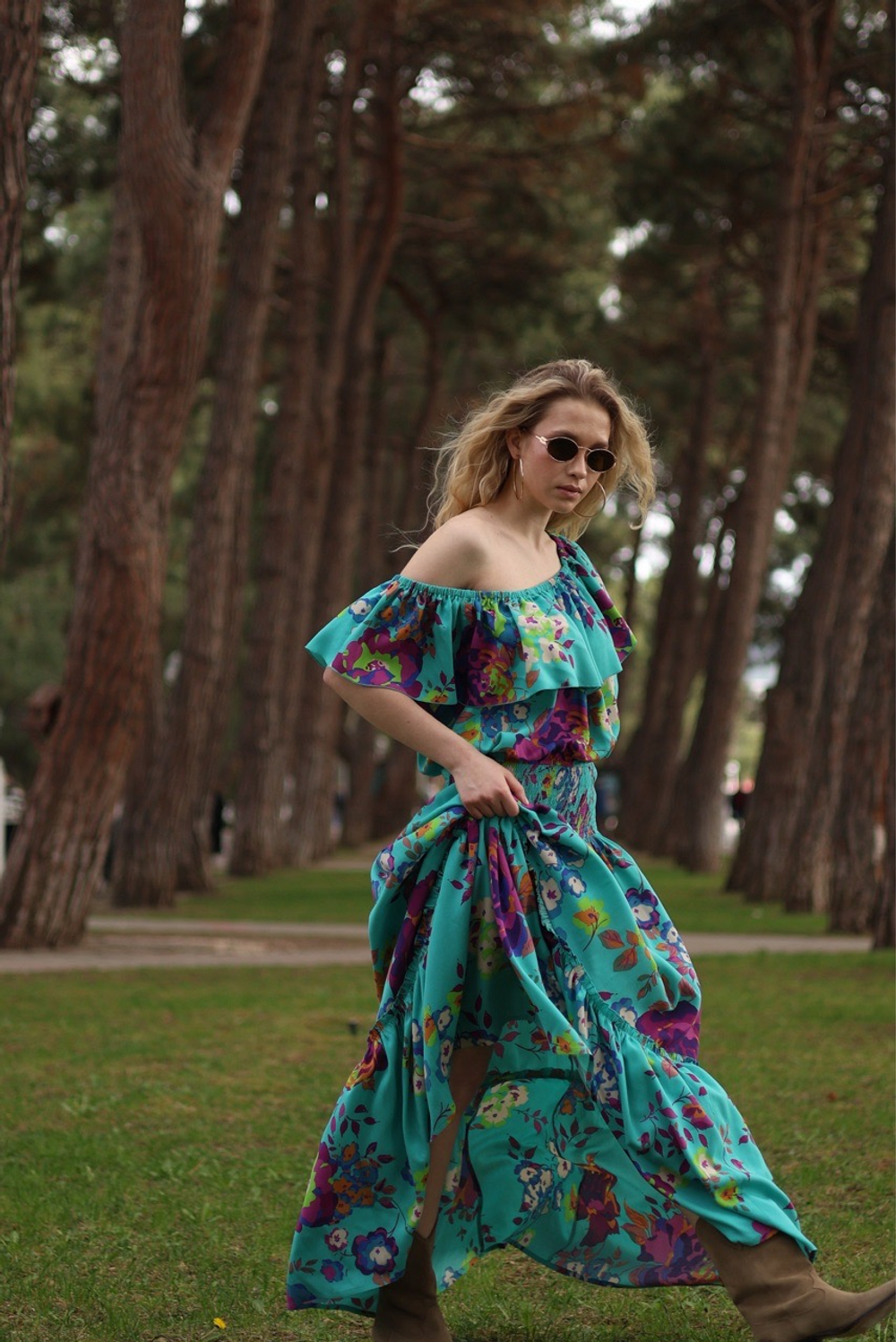 Платье макси из струящейся ткани