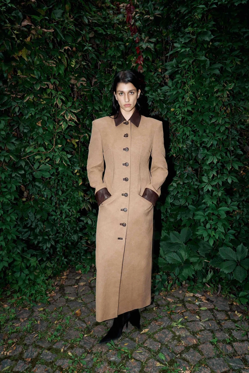 Пальто из канваса песочное