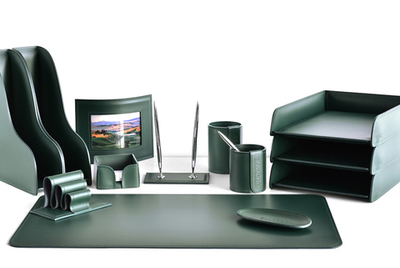 Набор настольный руководителю 13 предметов из кожи цвет зеленый