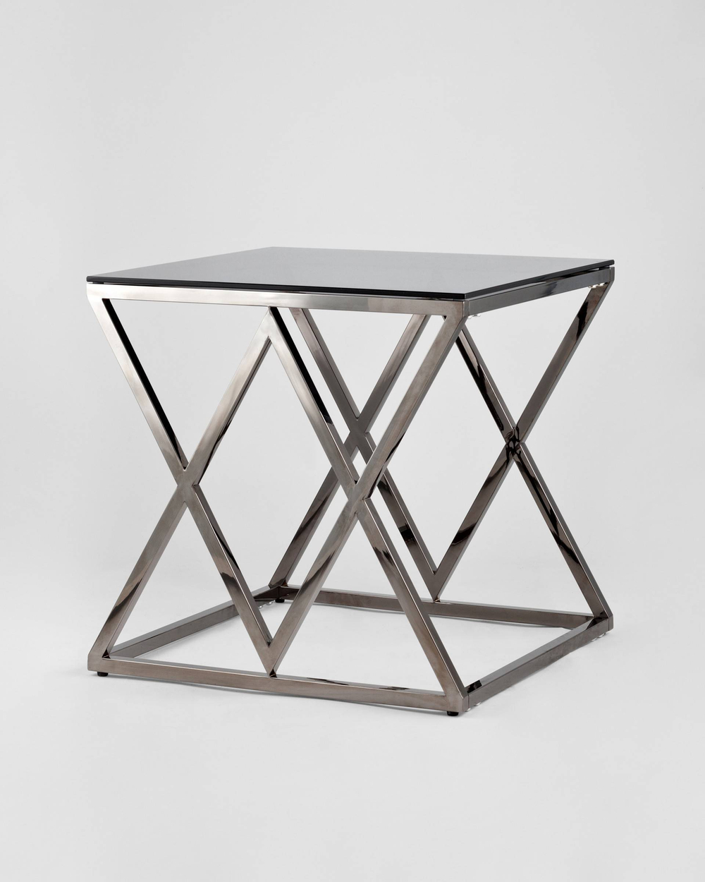 Журнальный стол 55*55 ИНСИГНИЯ сталь темный хром стекло smoke